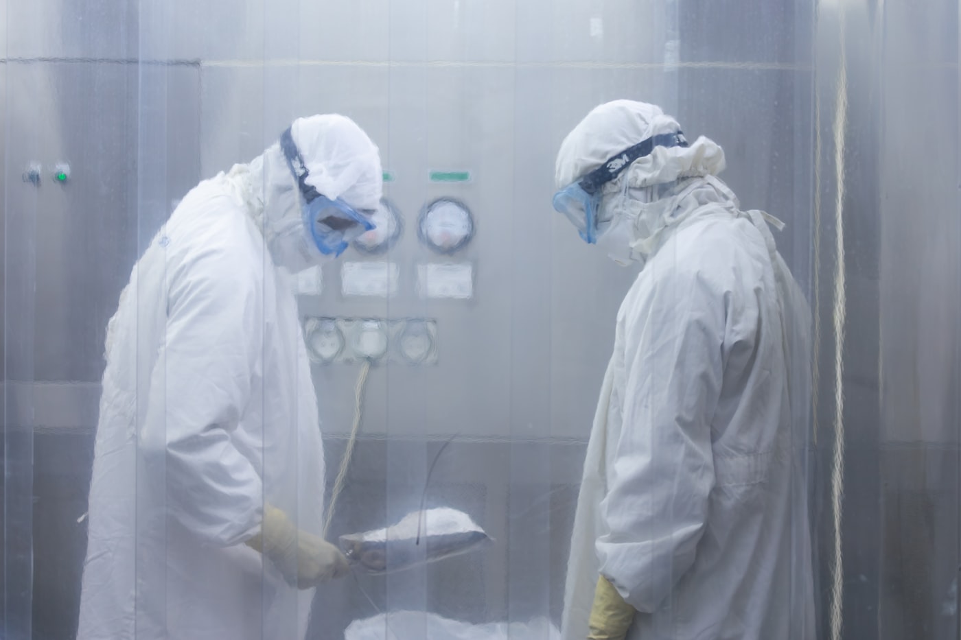 Protective-suit decontamination team